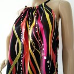 تاپ گردنی ساتن راه راه قرمز سایز 32 تا 62