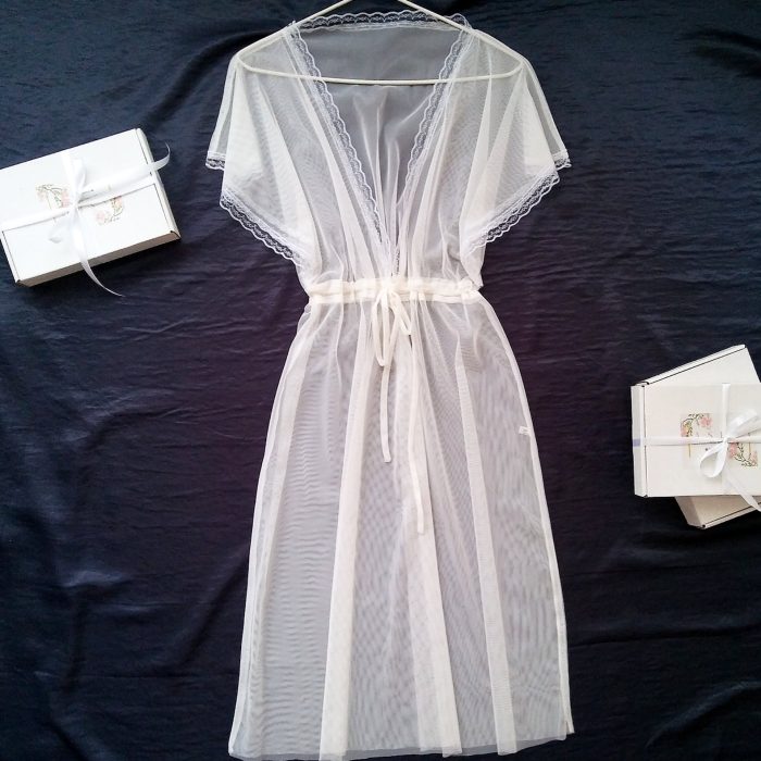 لباس خواب جلوباز سفید پروانه ای سایز 32 تا 62