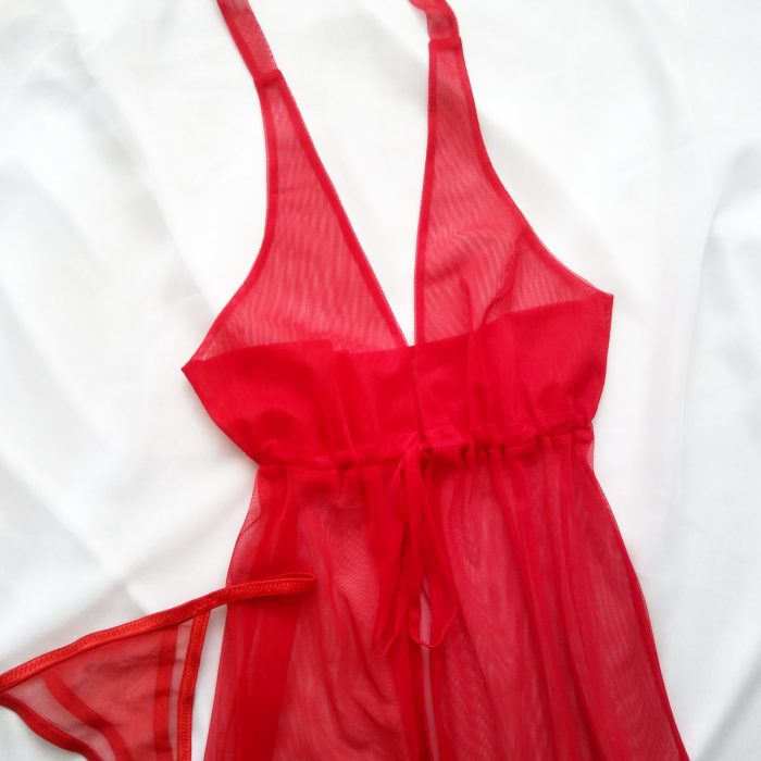 لباس خواب فانتزی گردنی قرمز جلوباز سایز 32 تا 62