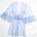 ربدوشامبر آستین رافل دار آبی روشن سایز 32 تا 62