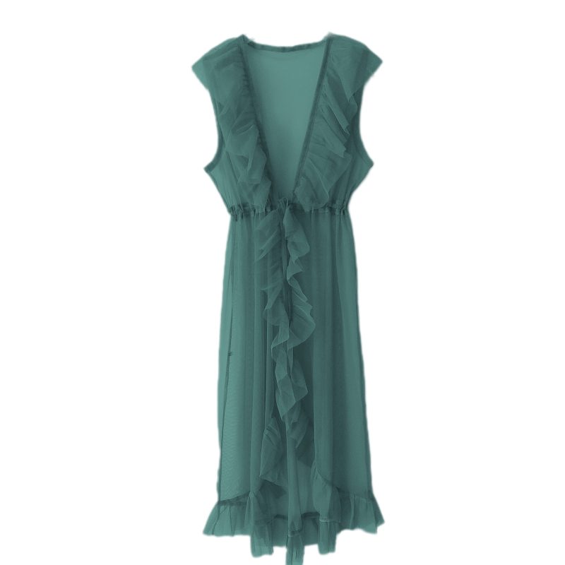 لباس خواب رمانتیک رافلدار سبز کله غازی سایز 32 تا 62