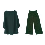 ست تونیک مانتویی و شلوار بگ سبز کله غازی نخی ابروبادی سایز 32 تا 62