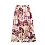 دامن دخترانه بلند ساتن اسلیمی پر و گل 12 تا 17 سال