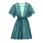 ربدوشامبر آستین انجل کوتاه سبزآبی گت دار توری سایز 32 تا 62