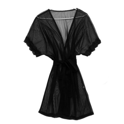 ربدوشامبر توری آستین سرخود مشکی دانتل دار سایز 32 تا 62