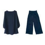 ست تونیک مانتویی و شلوار بگ آبی نفتی نخی ابروبادی سایز 32 تا 62