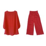 ست تونیک مانتویی و شلوار بگ قرمز نخی ابروبادی سایز 32 تا 62 رویداسما roydasma سایز بزرگ موجود