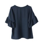 شومیز ابروبادی آبی نفتی رافل دار سایز 32 تا 62