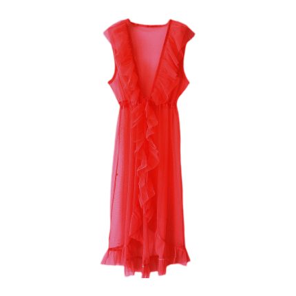 لباس خواب رمانتیک رافلدار قرمز سایز 32 تا 62