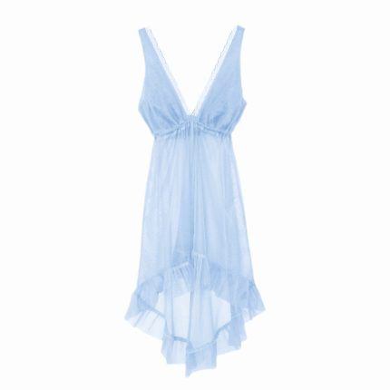 لباس خواب پشت بلند آبی روشن رمانتیک 32 تا 62