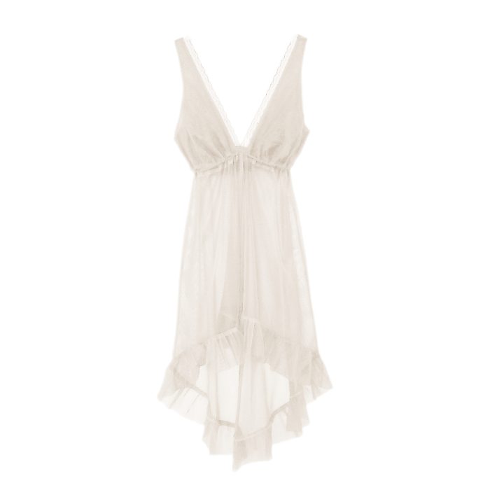 لباس خواب پشت بلند سفید رمانتیک سایز 32 تا 62