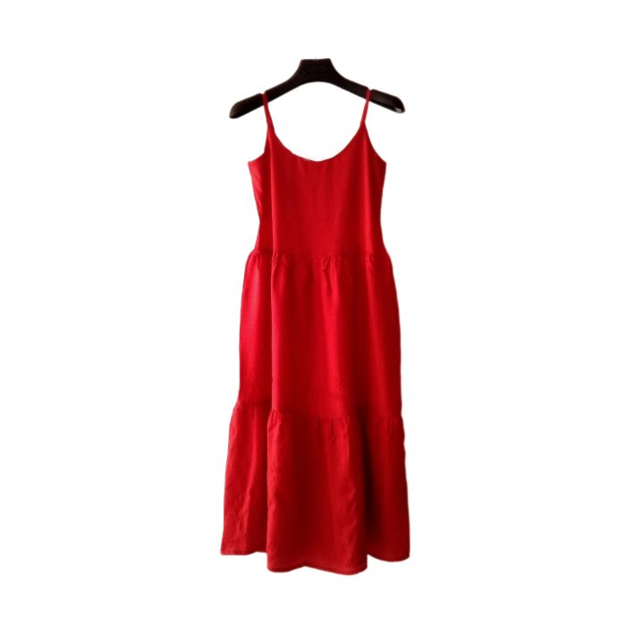 پیراهن زنانه بلند نخی قرمز سایز 32 تا 62
