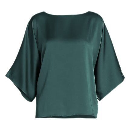 استایل شخصی شومیز آستین کیمونو ساتن سبز کله غازی مجلسی سایز 32 تا 62