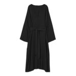 مانتو کفتان بلند مشکی کرپ نخ سایز 32 تا 62