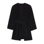 مانتو کیمونو کرپ نخ مشکی سایز 32 تا 62