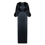 پیراهن مجلسی پوشیده یقه هفت آبی نفتی سایز 32 تا 62