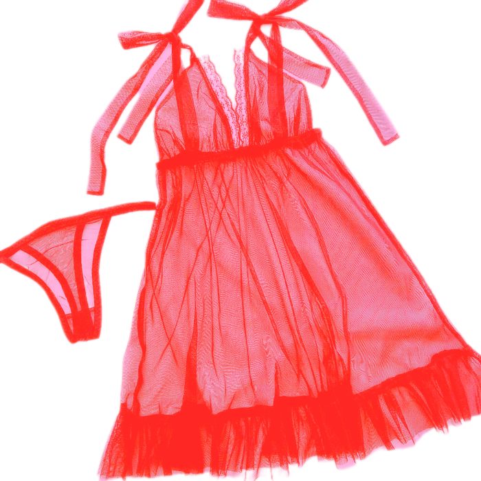 لباس خواب عروسکی پاپیونی قرمز سایز 32 تا 62