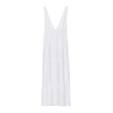 پیراهن ساحلی سفید نخی ابروبادی سایز 32 تا 62