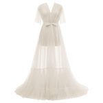 ربدوشامبر توری بلند چیندار سفید سایز 32 تا 62