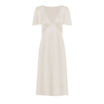 لباس خواب ساتن سفید آستین انجل یقه هفت سایز 32 تا 62