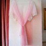 ربدوشامبر توری آستین سرخود صورتی دانتل دار سایز 32 تا 62