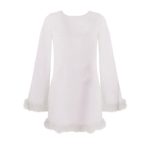 پیراهن پردار آستین بلند سفید سایز 32 تا 62