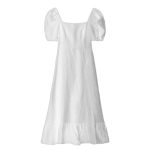 پیراهن یقه دلبری نخی سفید چیندار سایز 32 تا 62