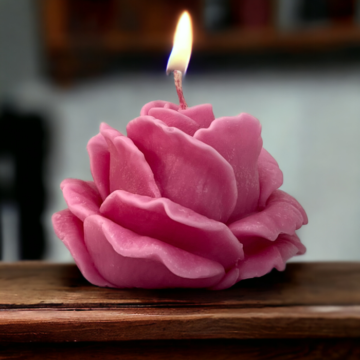 شمع گل رز صورتی 3 عددی (رنگبندی موجود)