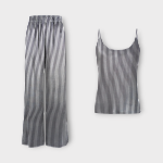 تاپ بندی و شلوار بگ راه راه سفید مشکی سایز 32 تا 62