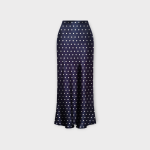 دامن بلند خالدار آبی نفتی کرپ نخ سایز 32 تا 62