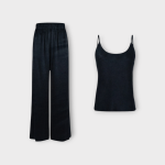 شلوار بگ و تاپ یقه گرد بندی مخمل مشکی سایز 32 تا 62 (رنگبندی موجود) رویداسما roydadma