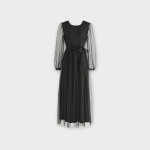 پیراهن مجلسی بلند تور خالدار مشکی سایز 32 تا 62 (رنگبندی موجود) رویداسما roydasma