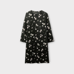 تونیک مانتویی گلدار گل آناگالیس با زمینه مشکی کرپ نخ سایز 32 تا 62 رویداسما roydasma