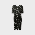 تونیک گلدار گل آناگالیس با زمینه مشکی آستین کوتاه کرپ نخ سایز 32 تا 62 رویداسما roydasma