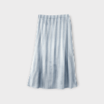 دامن میدی راه راه سفید آبی کمرکش نیم کلوش کرپ نخ سایز 32 تا 62 رویداسما roydasma