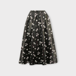 دامن میدی گلدار پشت کش نیم کلوش گل آناگالیس با زمینه مشکی سایز 32 تا 62 رویداسما roydasma