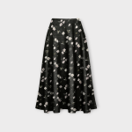 دامن میدی گلدار پشت کش نیم کلوش گل آناگالیس با زمینه مشکی سایز 32 تا 62 رویداسما roydasma