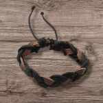 دستبند گیس بافت چرم و بند کنفی قابل تنظیم دست ساز