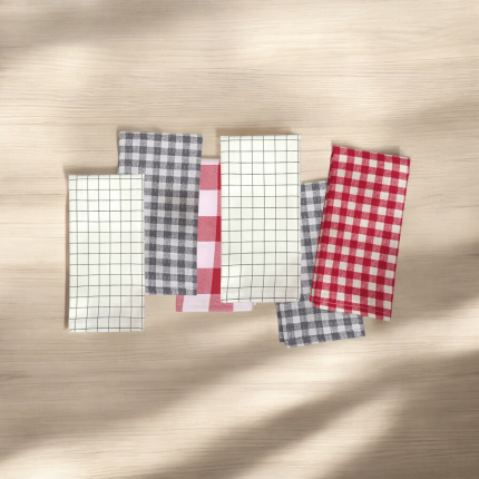 دستمال تنظیف چهارخانه (6عددی)