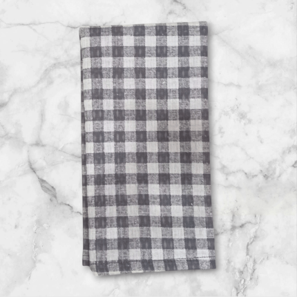 دستمال تنظیف چهارخانه ریز سفید طوسی (1عددی)