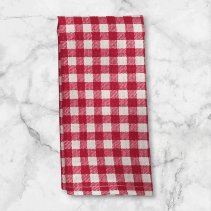 دستمال تنظیف چهارخانه ریز سفید قرمز (1عددی)