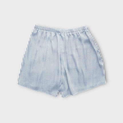 شلوارک کوتاه راه راه سفید آبی کرپ نخ سایز 32 تا 62 رویداسما roydasma