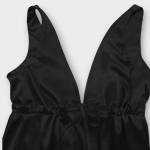 لباس خواب ساتن مشکی کاپدار گت دار سایز 32 تا 62 رویداسما roydasma