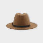 کلاه فدورا (شاپو) با بند چرم نسکافه ای (رنگبندی موجود)