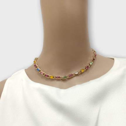 گردنبند جواهر سنگ رنگی