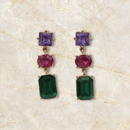 گوشواره جواهر سنگ رنگی