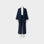 ست مانتو کیمونو و شلوار نخی ابروبادی آبی نفتی سایز 32 تا 62 (رنگبندی موجود) رویداسما roydasma