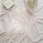 لباس خواب رمانتیک سفید پشت بلند سایز 32 تا 62