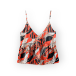 تاپ بندی چین دار طرح زنجیر با زمینه قرمز یقه هفت سایز 32 تا 62 رویداسما roydasma سایز بزرگ موجود