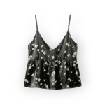 تاپ بندی چین دار گلدار گل آناگالیس با زمینه مشکی یقه هفت سایز 32 تا 62 رویداسما roydasma سایز بزرگ موجود